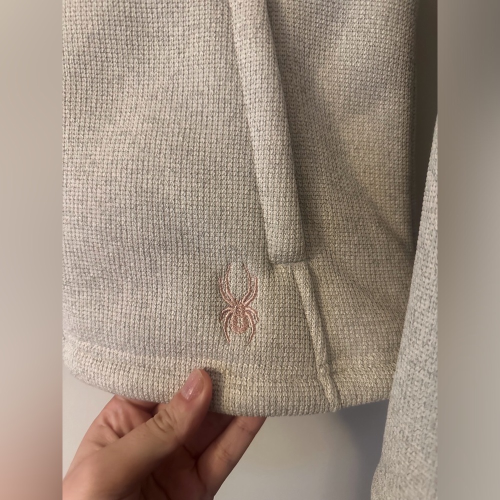 NWT Spyder Full-Zip Sherpa Jacket Oatmeal Heather Pink Embroidered Womens Size M - Picture 6 of 7